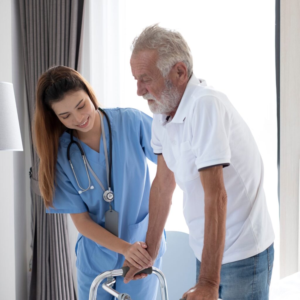 Caring,Nurse,With,Senior,Man.,Caucasian,Man.,Discussing.,Caring,Caregiver